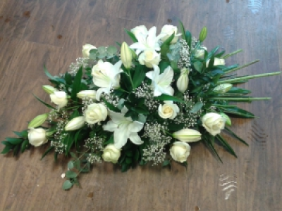Rose and lily spray - Rose and lily funeral spray made to order by The Garden Shop Florist in Whitley Bay. Order online today for delivery