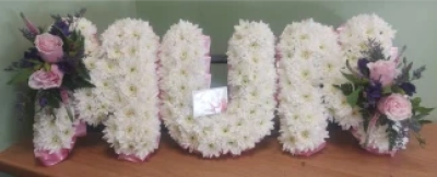 White Based Letters - Order Letter funeral flowers from The Garden Shop Florist in Whitley Bay. Funeral flower delivery order online today.