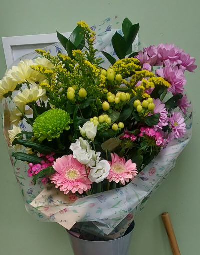 Spring Sunshine - happy bouquet delivered today in Whitley Bay by The Garden Shop Florist