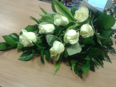White Rose Sheaf - Tied sheaf funeral tributes hand made and delivered in Whitley Bay by The Garden Shop Florist. Order online today