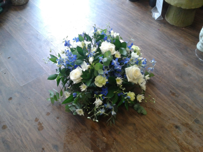 Blue and white Posy - Blue and white funeral posy order online today for delivery in Whitley Bay by The Garden Shop Florist.